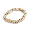 Hårstrikk Glitter Pistasj/gull/beige perle