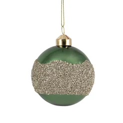 Julekule glitterbelte grønn