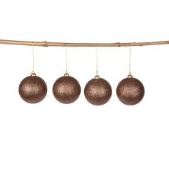 Julekule glitter 4 pack Brun
