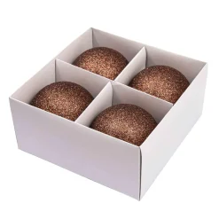 Julekule glitter 4 pack Brun