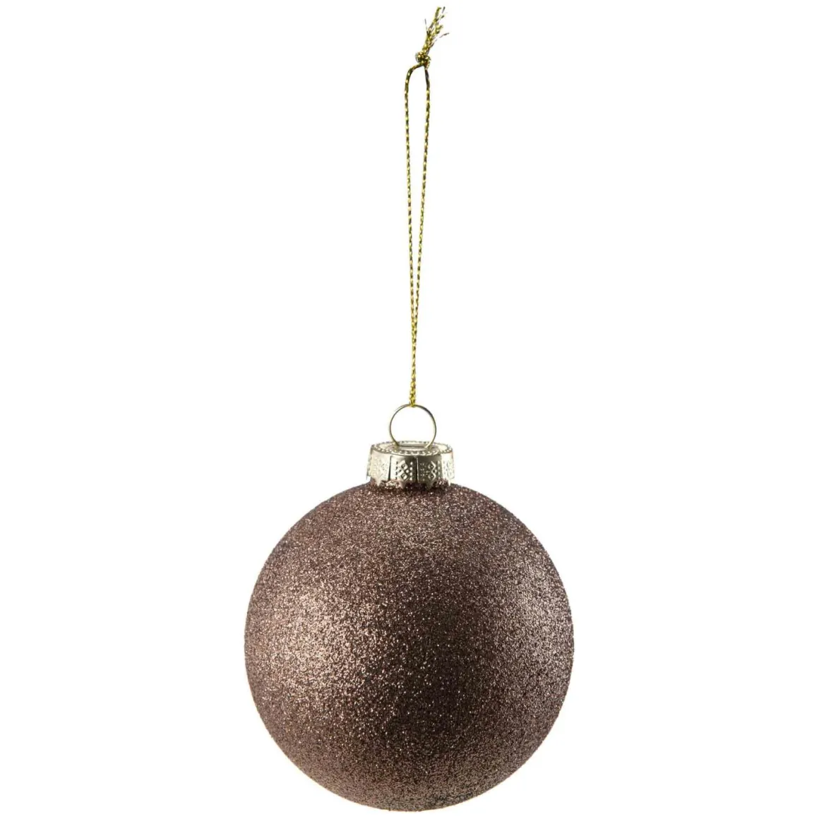 Julekule glitter 4 pack brun