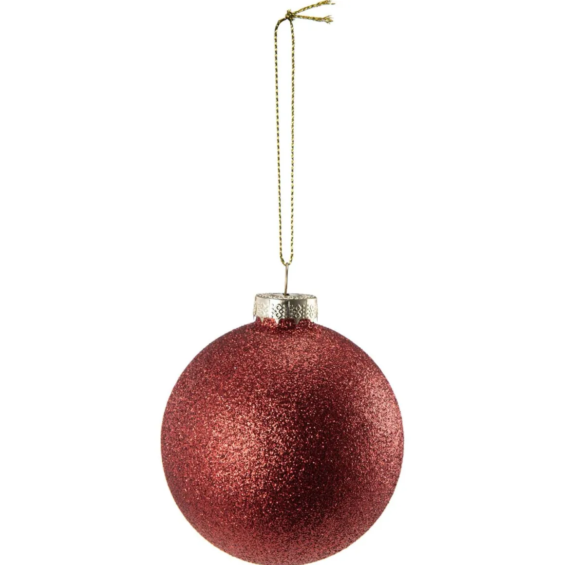 Julekule glitter 4 pack rød