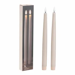 Kronelys LED 2 pk 26,5 cm taupe