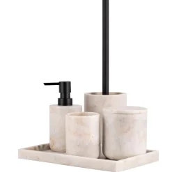 Krukke med lokk marmor beige