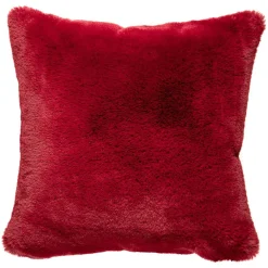 Putetrekk Faux fur 48x48cm rød