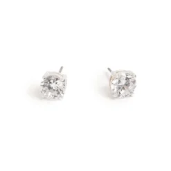 Øredobber, Cubic Zirconia, 8 mm, Sølv