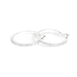 Øreringer, 30mm, Cubic Zirconia, Sølv