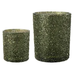 Telysholder Glitter Grønn 12,5cm