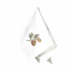 Tøyserviett med brodert kongle 4pk