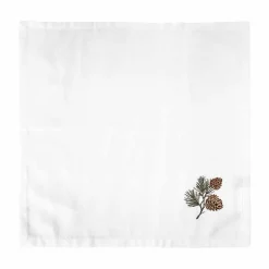 Tøyserviett med brodert kongle 4pk