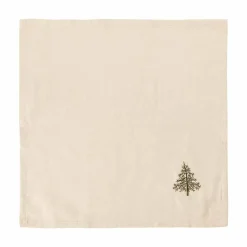 Tøyserviett med brodert tre 4pk